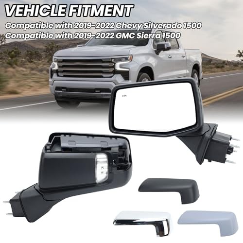 Left Driver Side Mirror Compatible with 2019 2020 2021 2022 Left-7 Pins Black