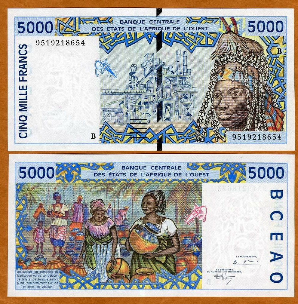 West African St.ates, Benin, 5000 (5,000) Francs, 1995, P-213Bd, UNC