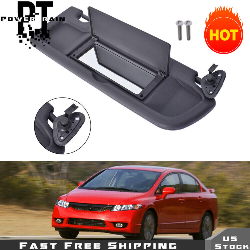 For Honda Civic 2006-2011 Front Left Driver Side Drak Gray Sun Visor With Mirror