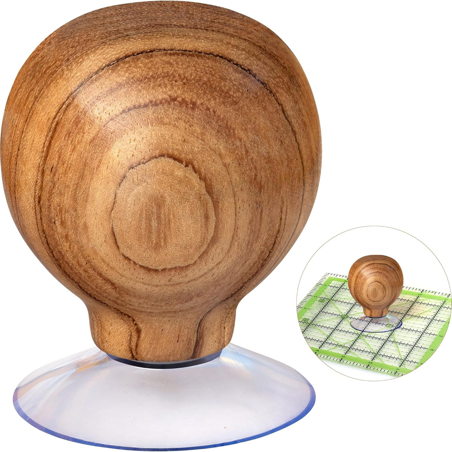 Ruler Knob - Wooden Handle with Strong Suction Cup Grip – Comfortable Quilting R