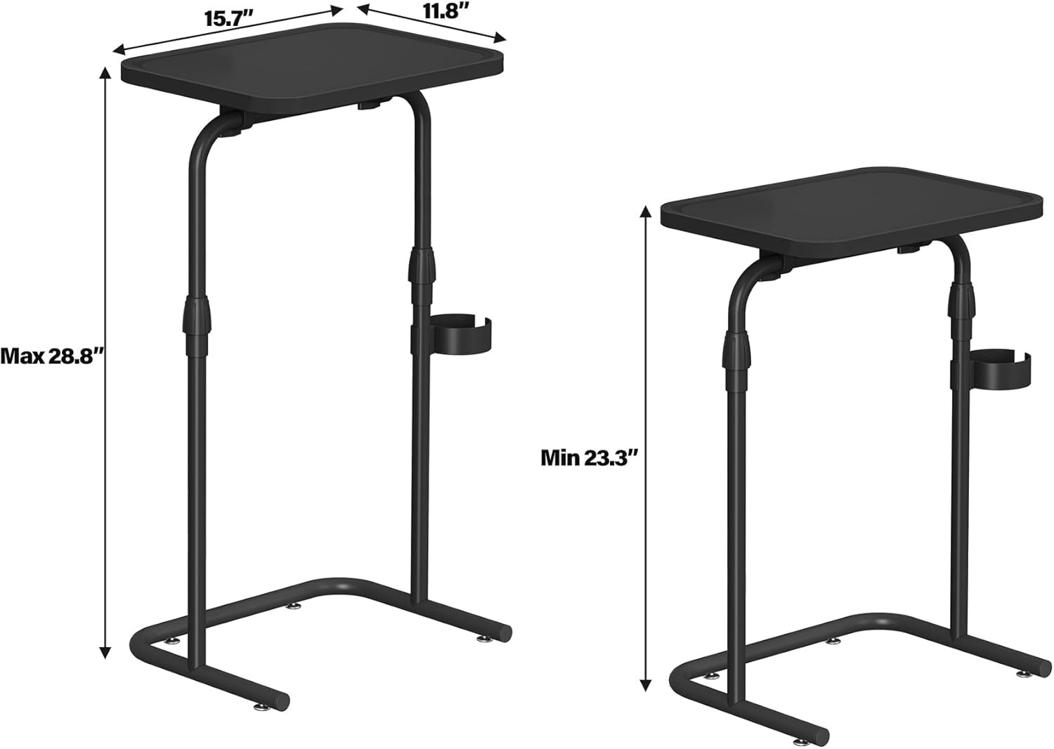 C Shaped End Table W/ Tiltable Surface Adjustable Height Side Table Slide Under