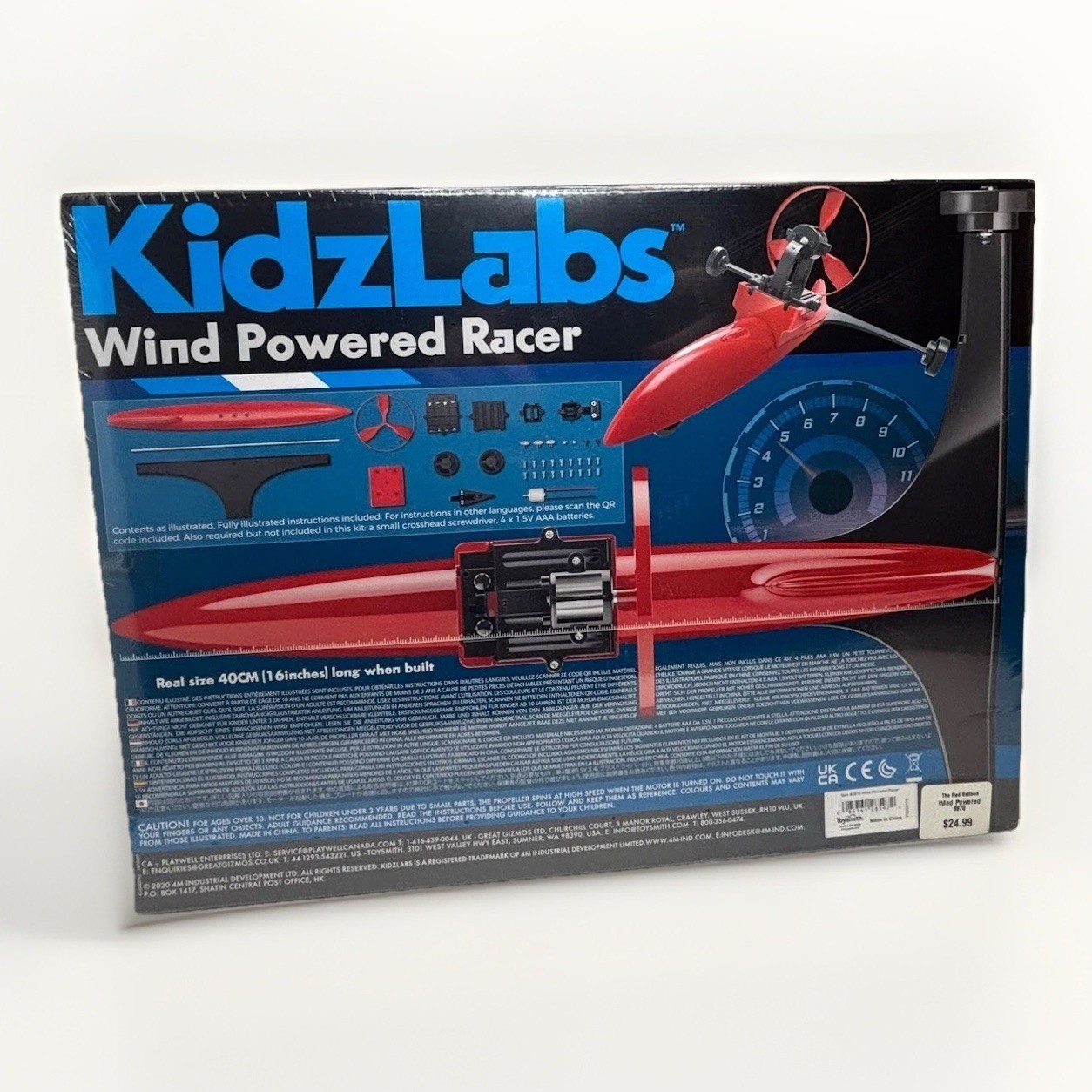 KidzLabs Wind Powered Racer STEM Science Kit 4M Toysmith 3870 New Sealed