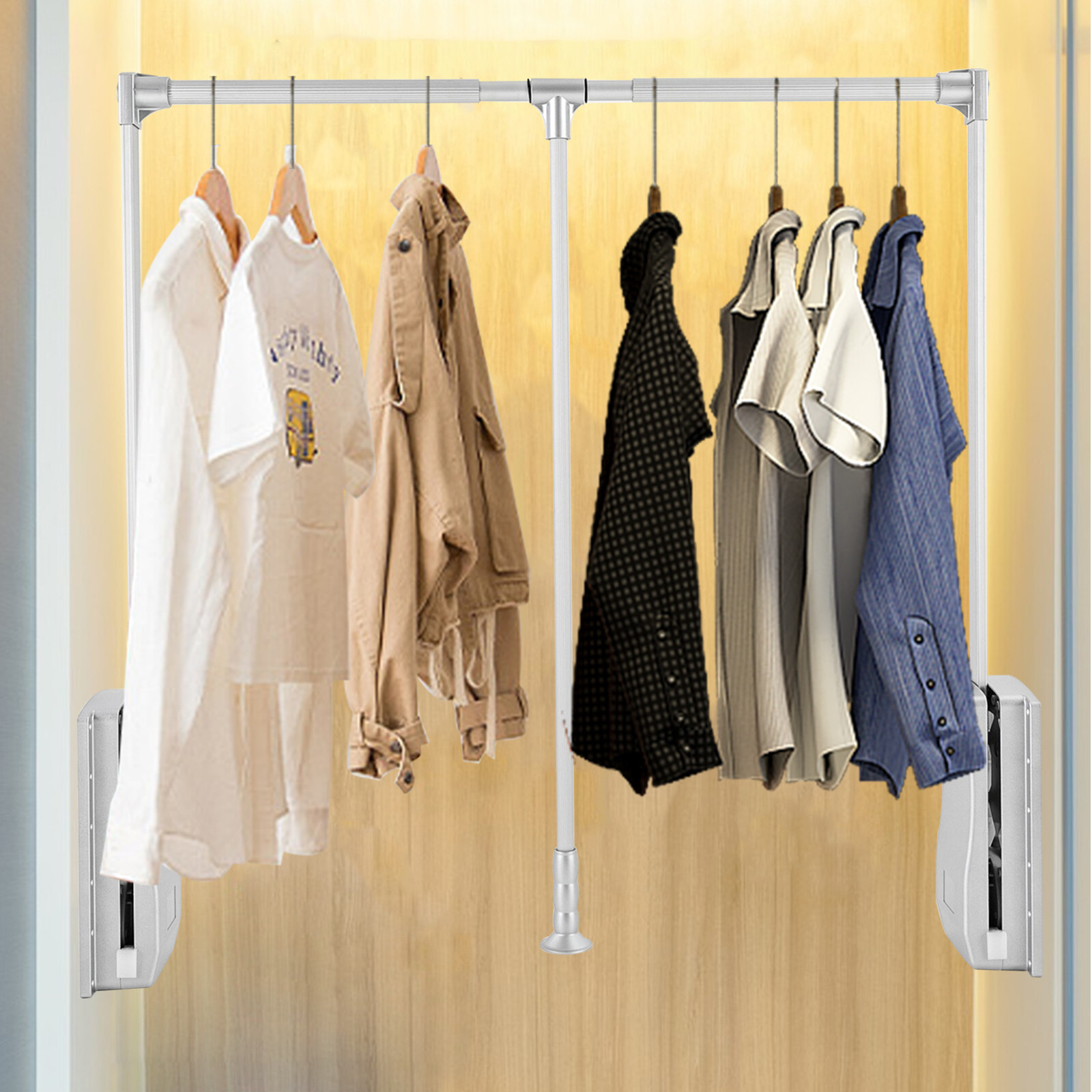 89-120cm Adjustable Closet Rod Closet Mounted Hanging Rod Closet Hanger