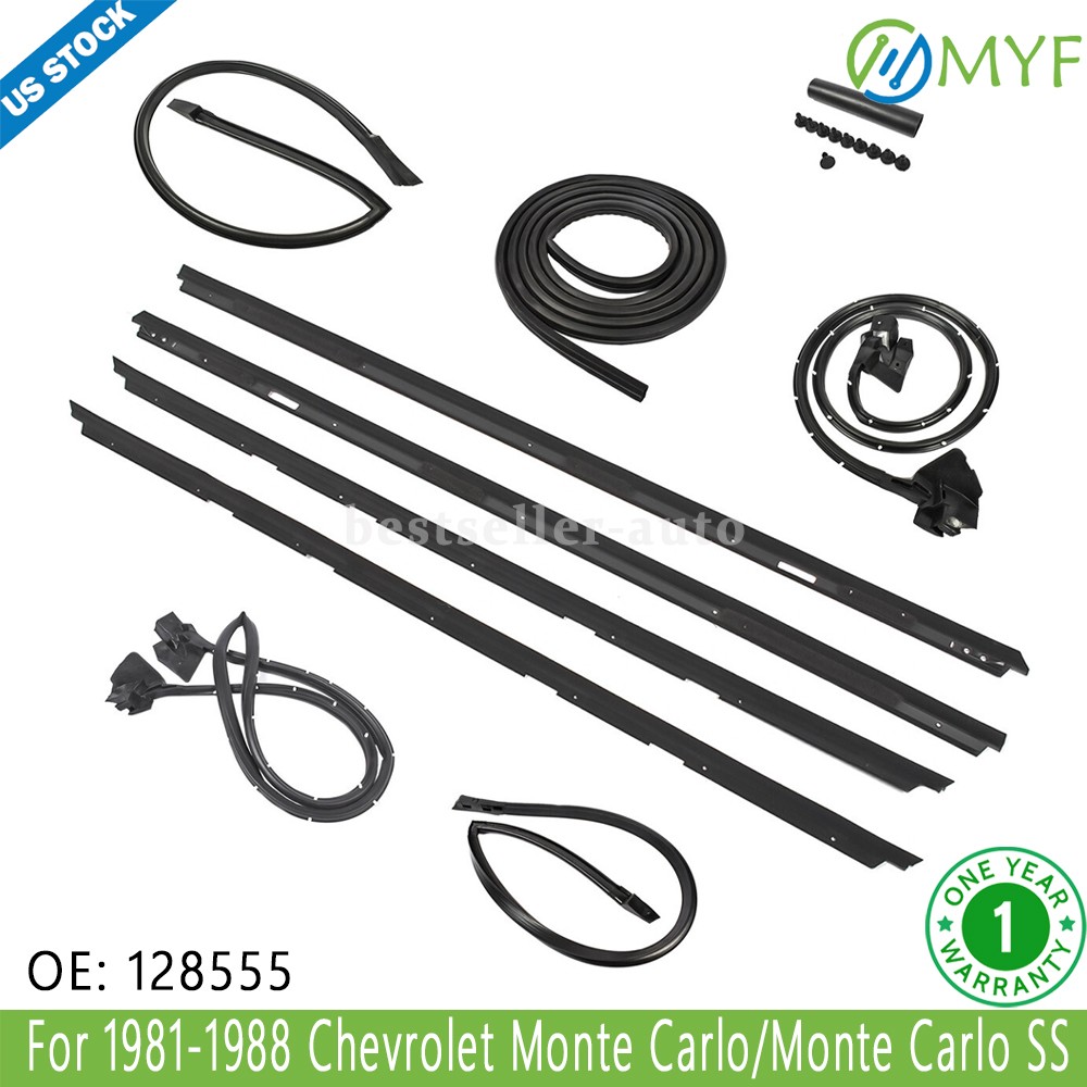 9Pcs Roof Rail Window Door Trunk Seal Weatherstripping For 83-88 Monte Carlo SS