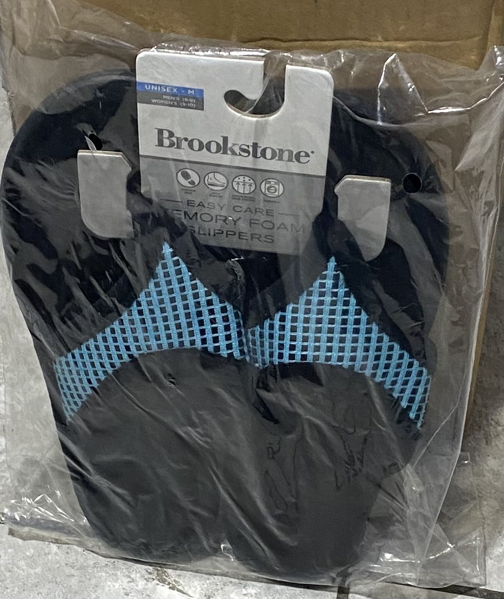 Brookstone Easy Care Memory Foam Thong Slippers Unisex M Mens 8-9 W 9-10
