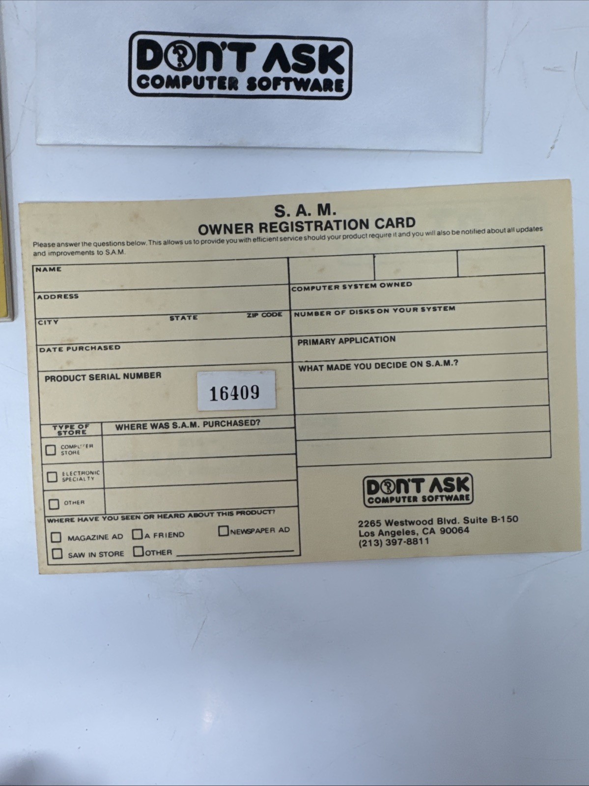 TRONIX S.A.M. - The Software Automatic Mouth for Atari 400/800 In Box Untested