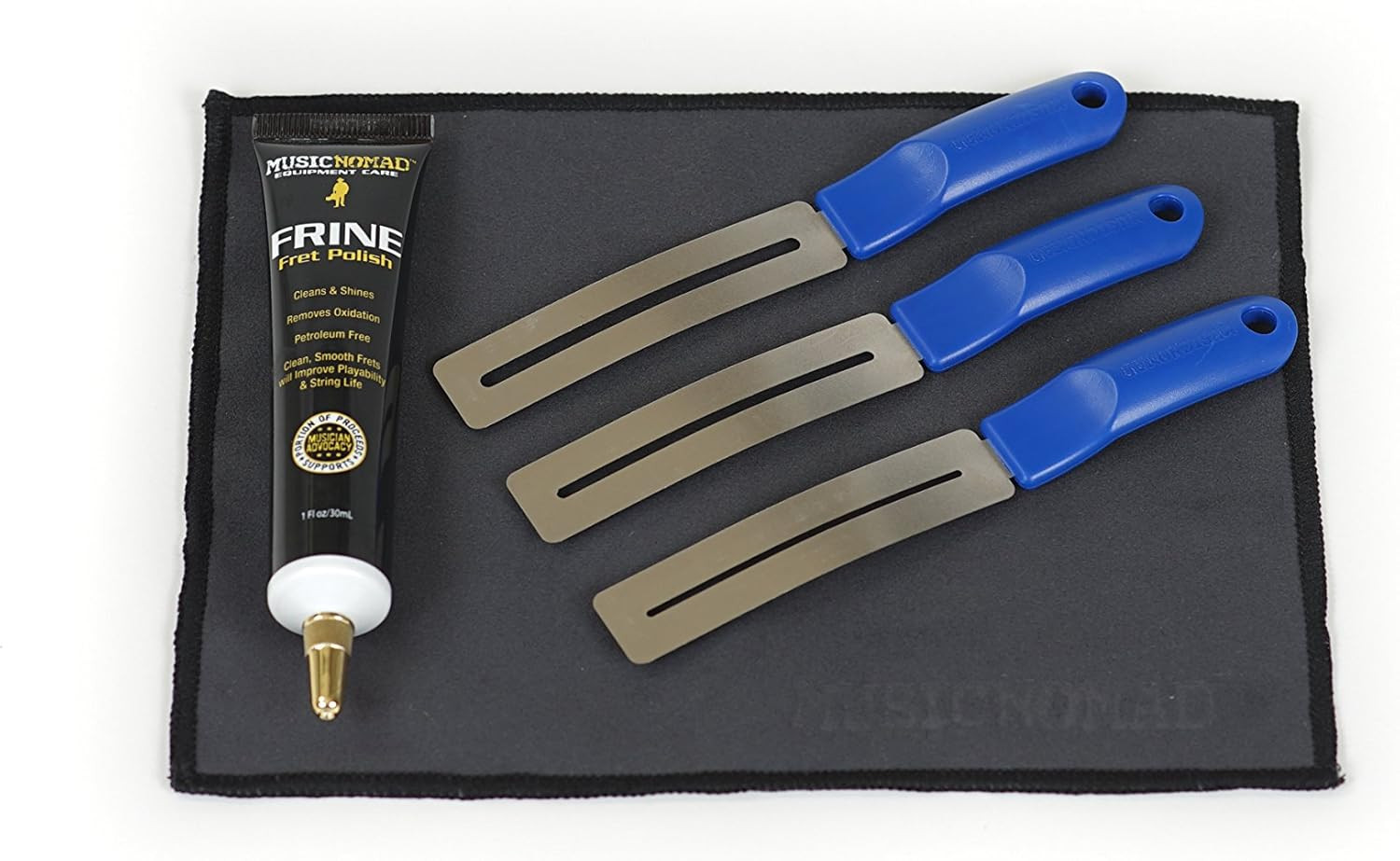5 Pc. FRINE Fret Polishing Kit with Fretboard Guards, Polish, Cloth (MN124)