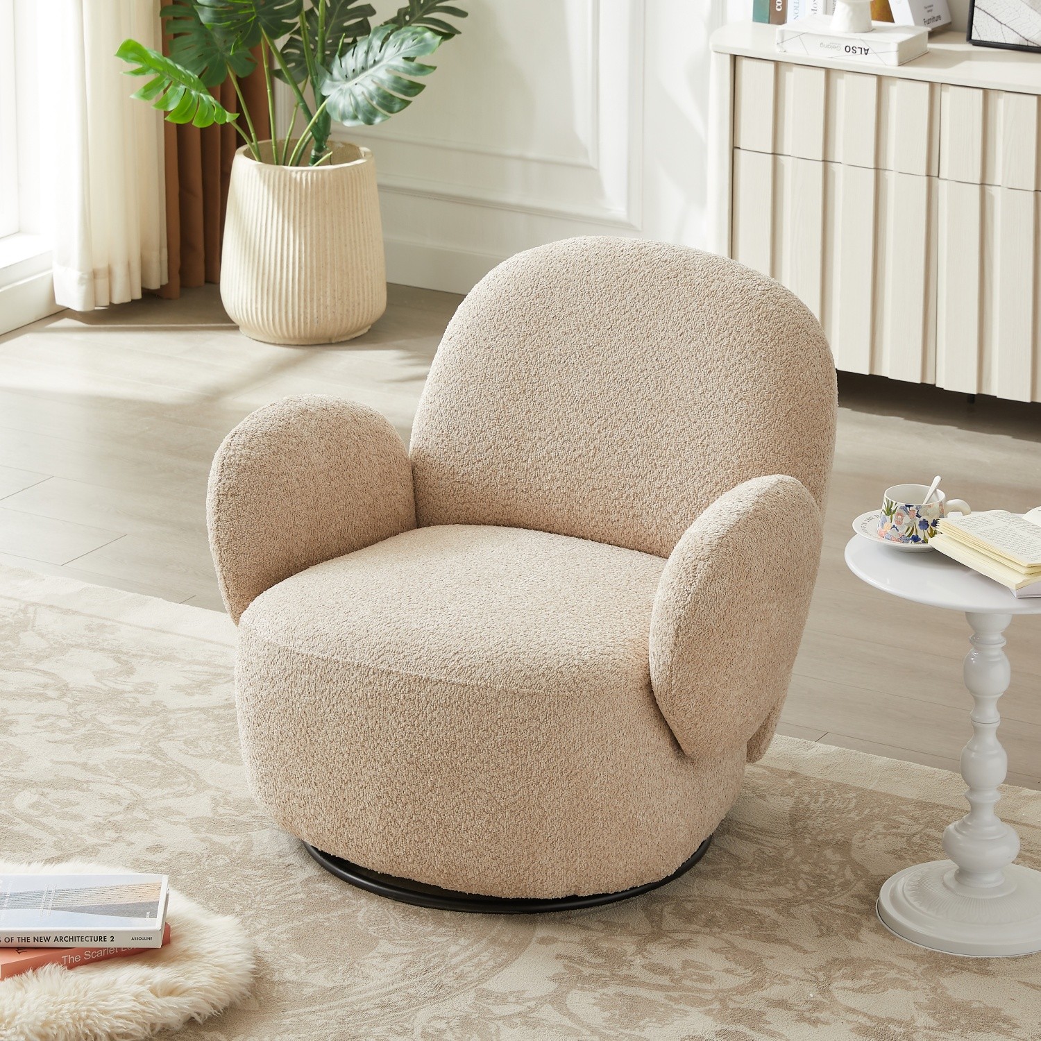 360° Swivel Accent Chair Club Chair Lounge Armchair Single Sofa Chair Beige/Gray