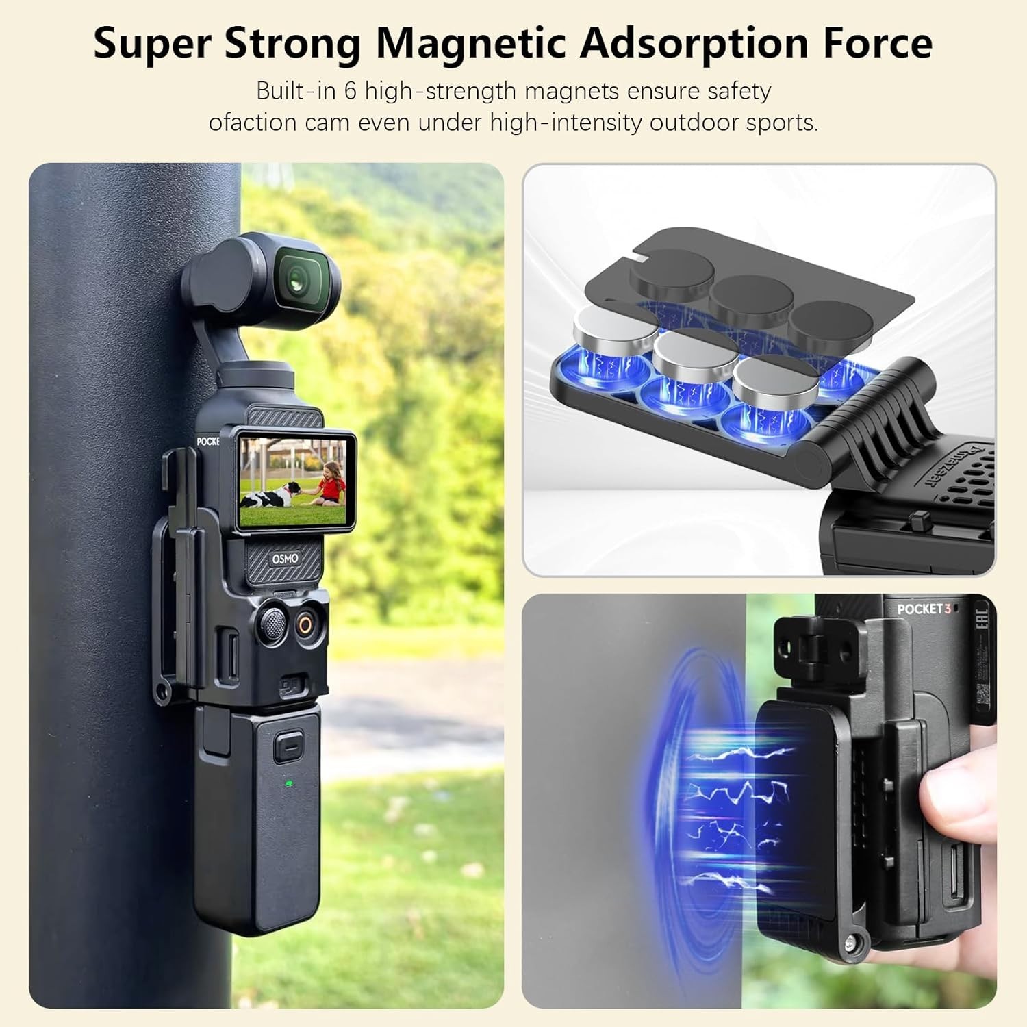 Adjustable Magnetic Mount Stand for DJI Osmo Pocket 3 - Secure & Versatile