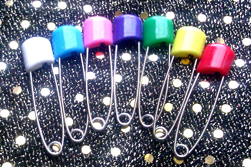 10 Large NAPPY SAFETY PINS Metal Plastic Craft Scrapbook Sewing Baby diaper 57mm