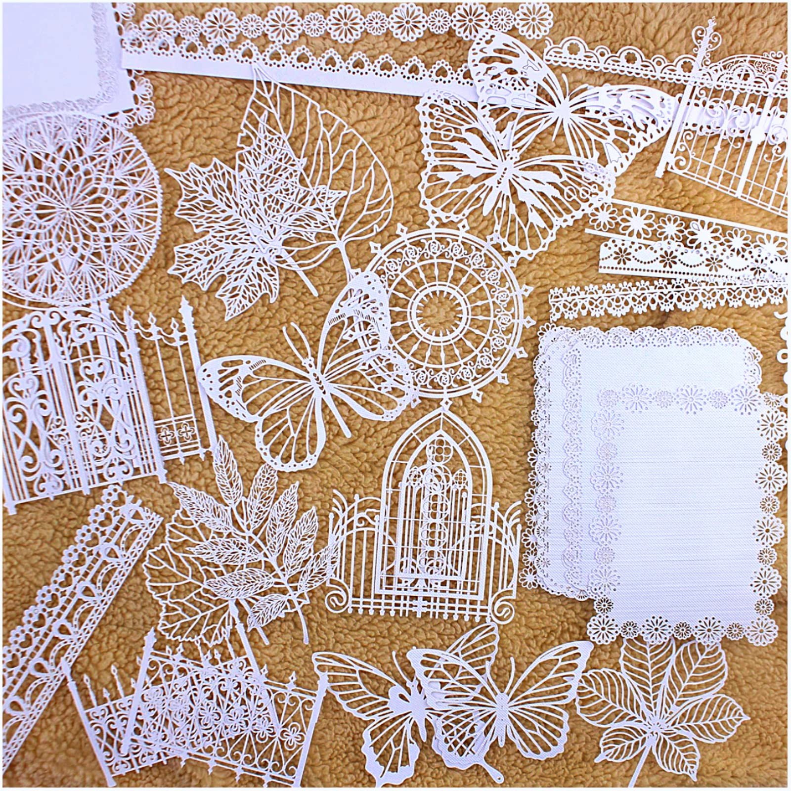 Vintage Scrapbook Paper Lace for 3.5-8 inches, 40 White Cutouts