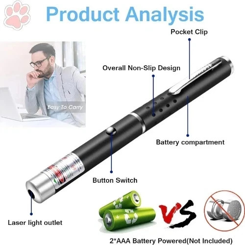 2in1 Cat Laser Pointer LED Keychain Toy Portable Pet Training Flashlight