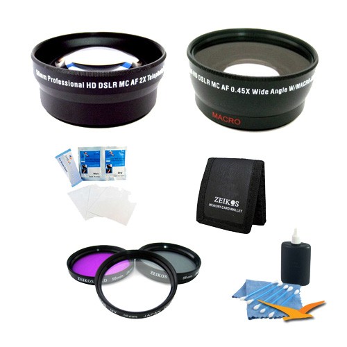 58 mm Lens & Filter 8 pc kit Wide Angle Lens Nikon, Canon, Sony DSLR Cameras