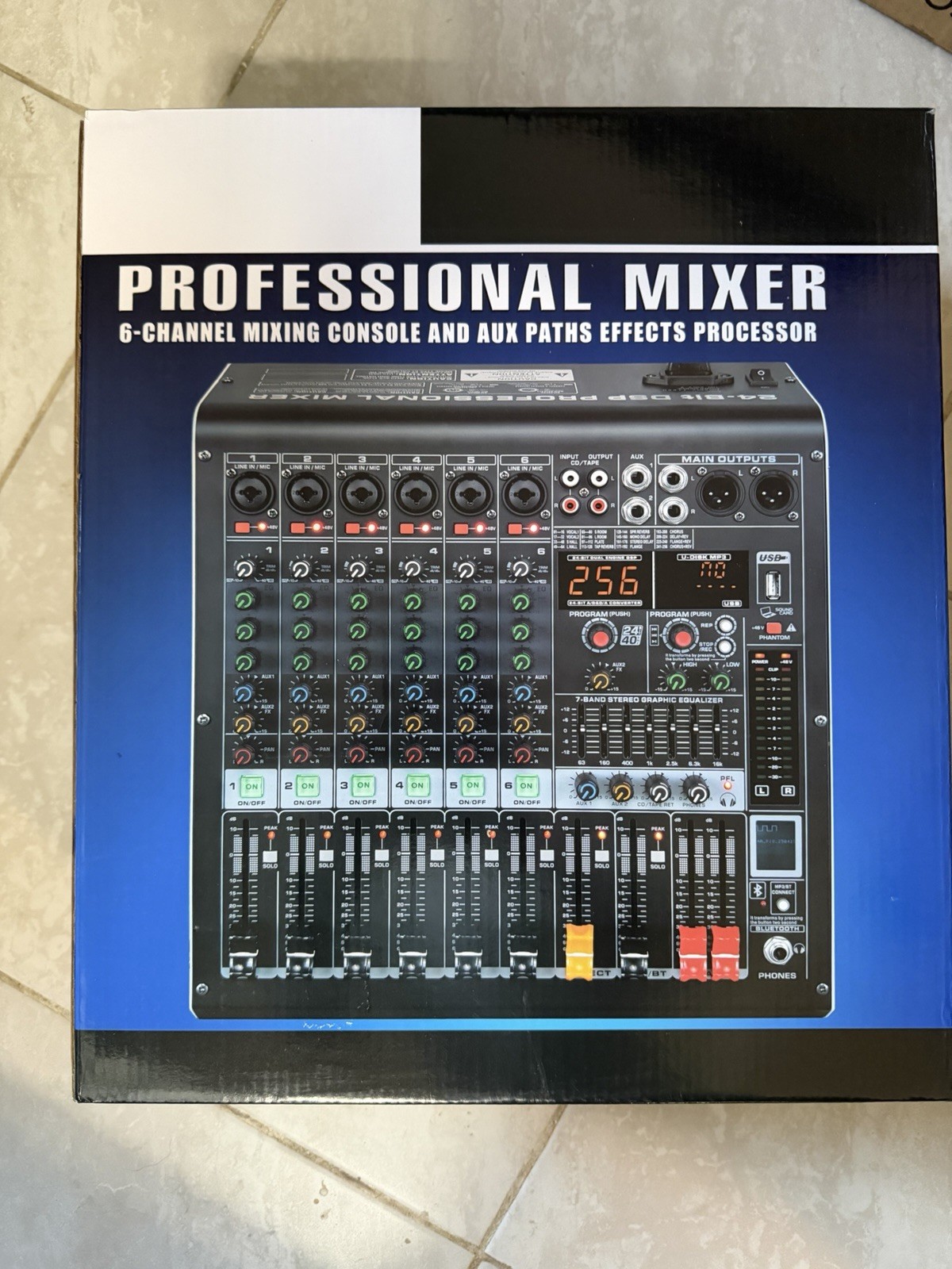 W IN-MIX 6 Channel Professional Audio Mixer with MP3 Player+Bluetooth U disk ...