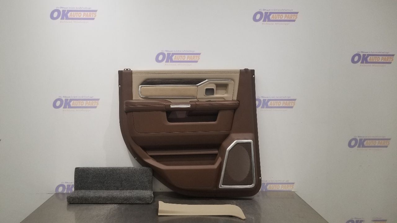 19 DODGE RAM 2500 LARAMIE DOOR PANEL REASR LEFT DRIVER BROWN LEATHER CREW CAB