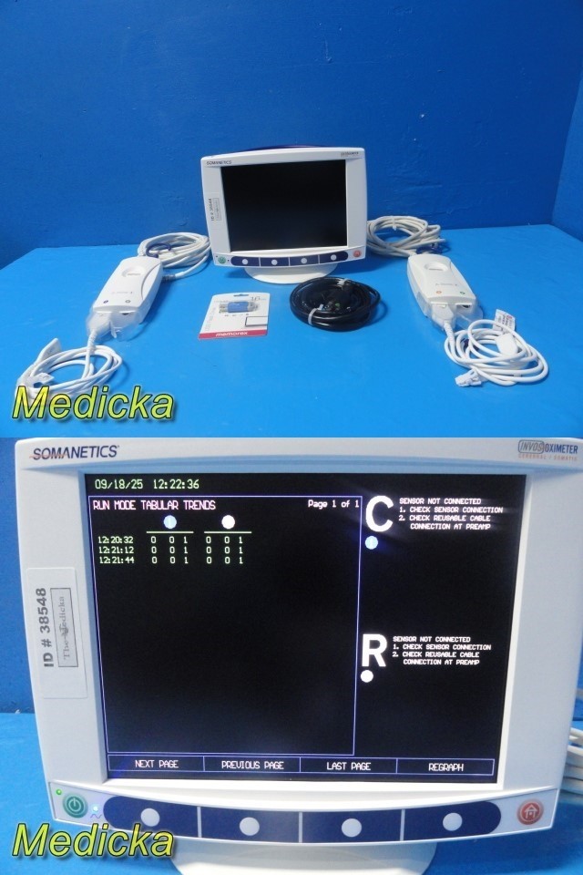 2019 INVOS 5100C Oximeter 2-Channel Monitor W/ Preamps & Sensors ~38548