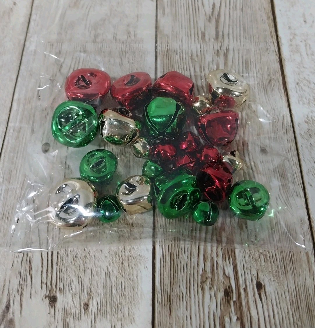 New! 24 Assorted Mini Jingle Sleigh Bells Crafts Christmas Holiday Decor DIY