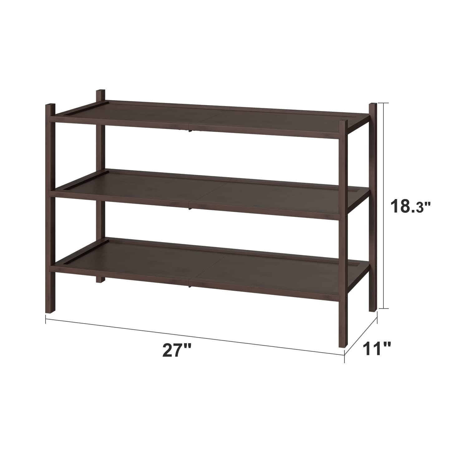 Bamboo Shoe Rack for Entryway, 3-Tier Stackable | Foldable | Natural, Shoe Or...