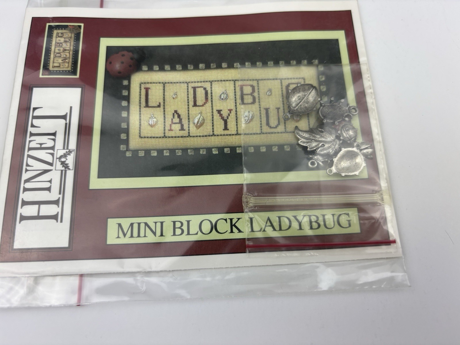 HINZEIT Charmed Ladybug Mini Block Counted Cross Stitch Pattern With Charms 9S