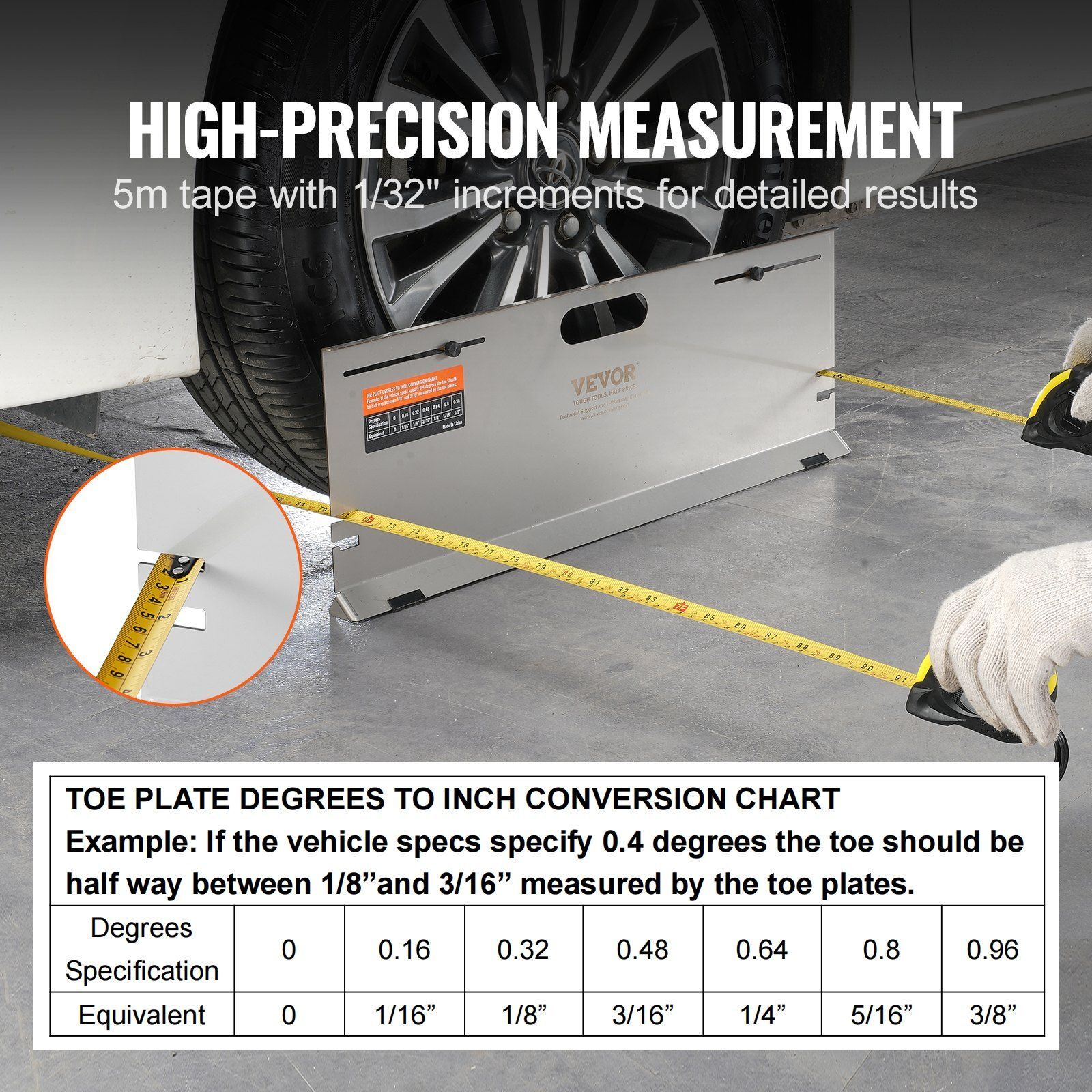 2-Pack Alignment Tool Toe Plates with Measuring Tapes and Conversion Chart
