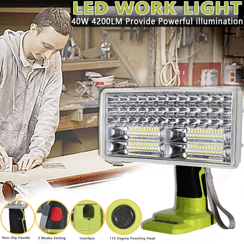4200LM Handheld Flashlight Cordless LED Work Light for Ryobi 18V Li-Ion Battery