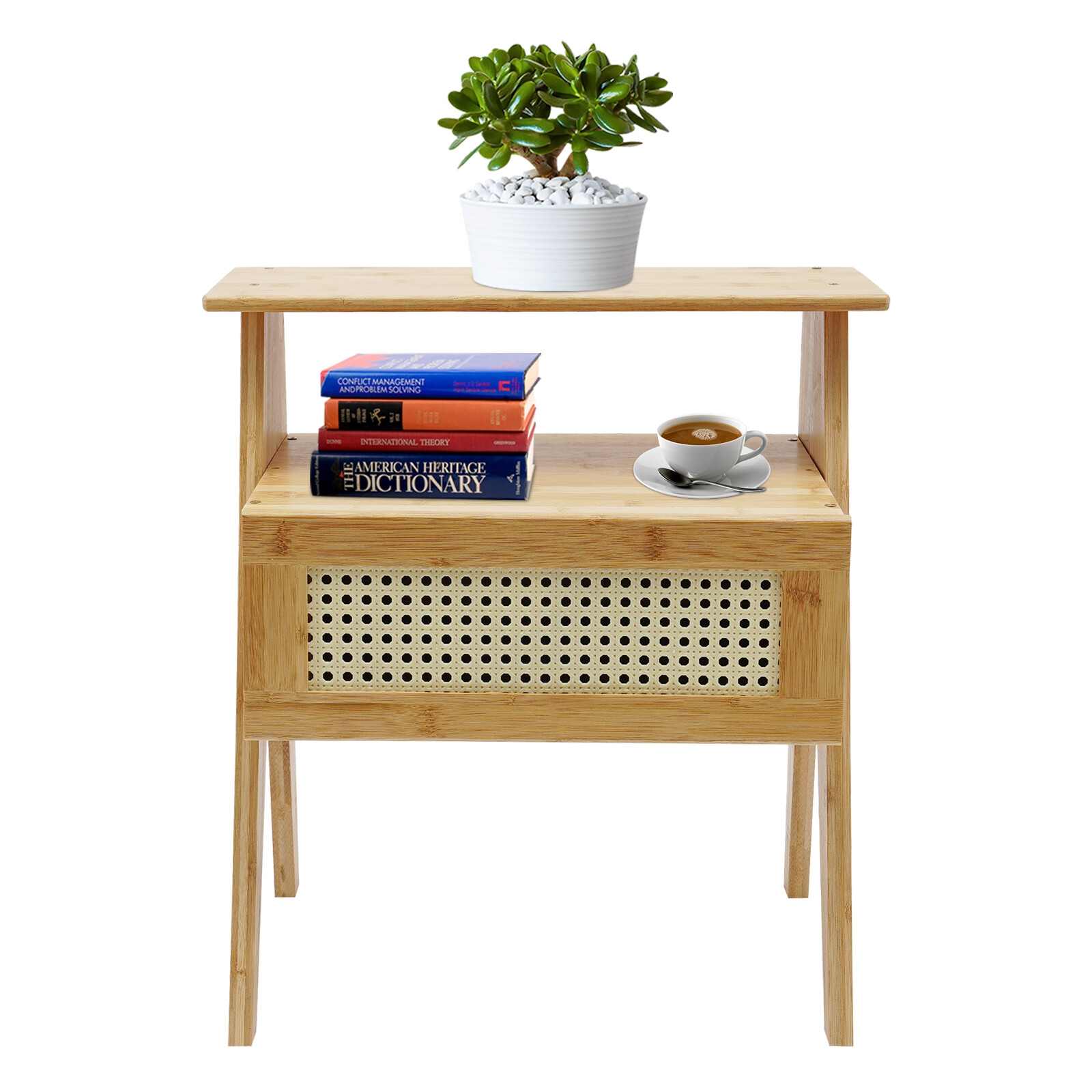 Bamboo Nightstand, End Table with Drawer, Bedside Table Sofa Side for Bedroom