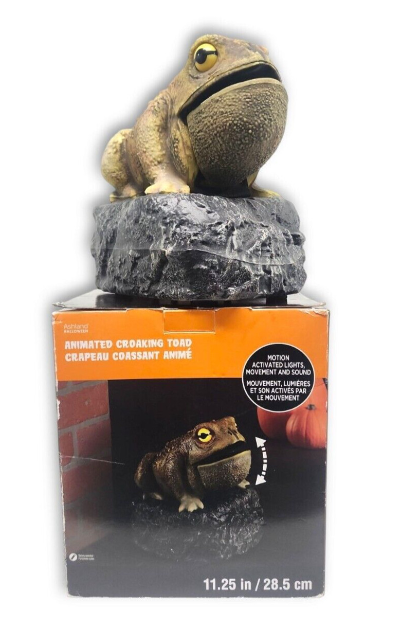 Ashland Halloween Animated Croaking Toad, Motion Activated W/ Sound (See Video)