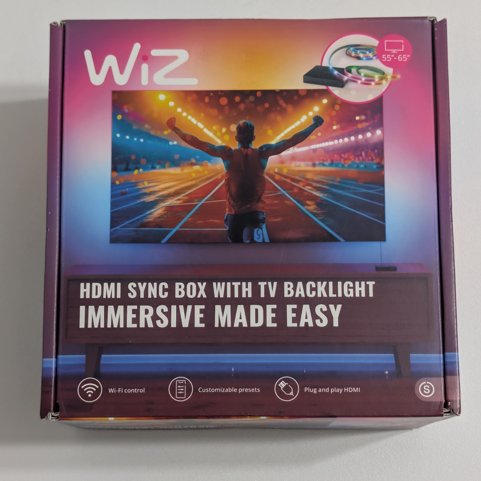 WiZ HDMI Sync Box with TV Backlight, Multicolor LED, Wi-Fi, 55-65" TVs