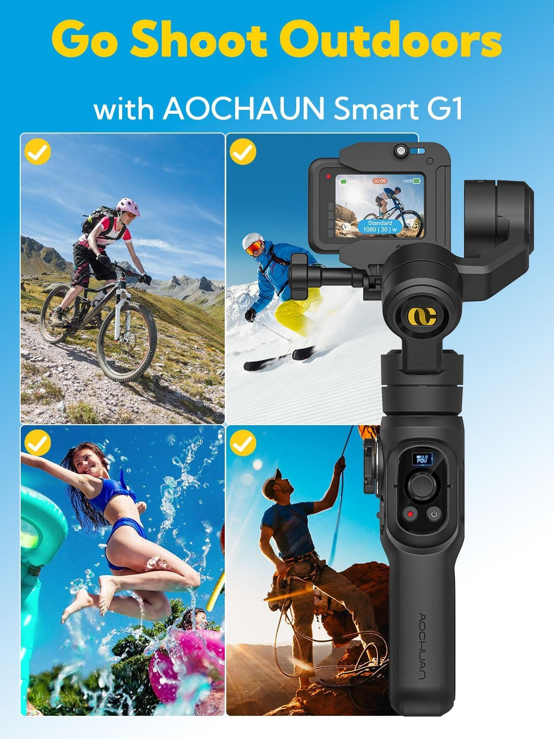 Gimbal Stabilizer for OSMO Action4 Sport Camera, 3-Axis Handheld Stabilizer for