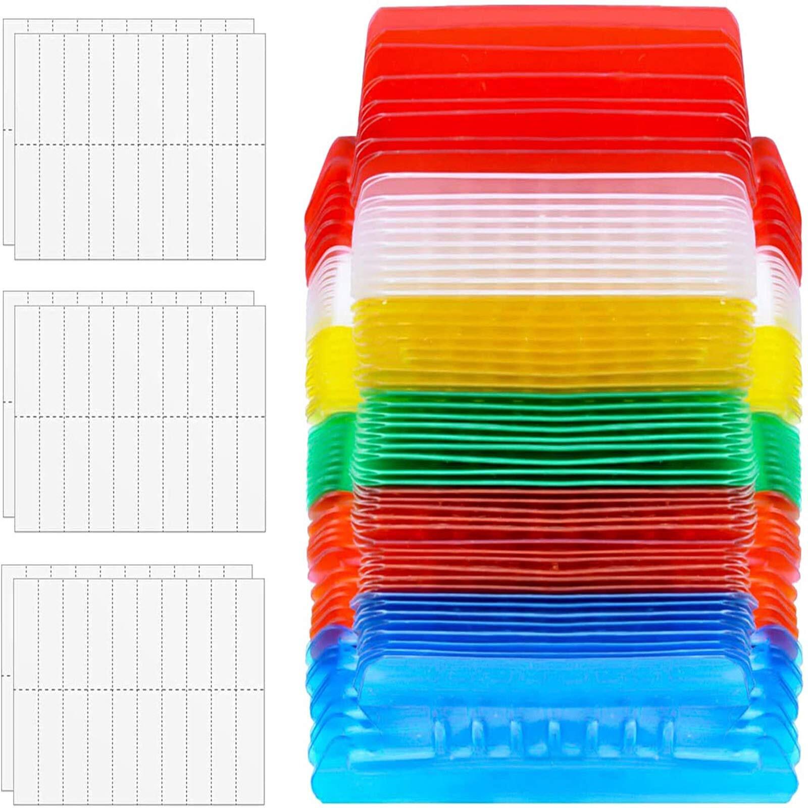 60 Pack Plastic Hanging File Folder Tabs with 120 Blank Paper Inserts