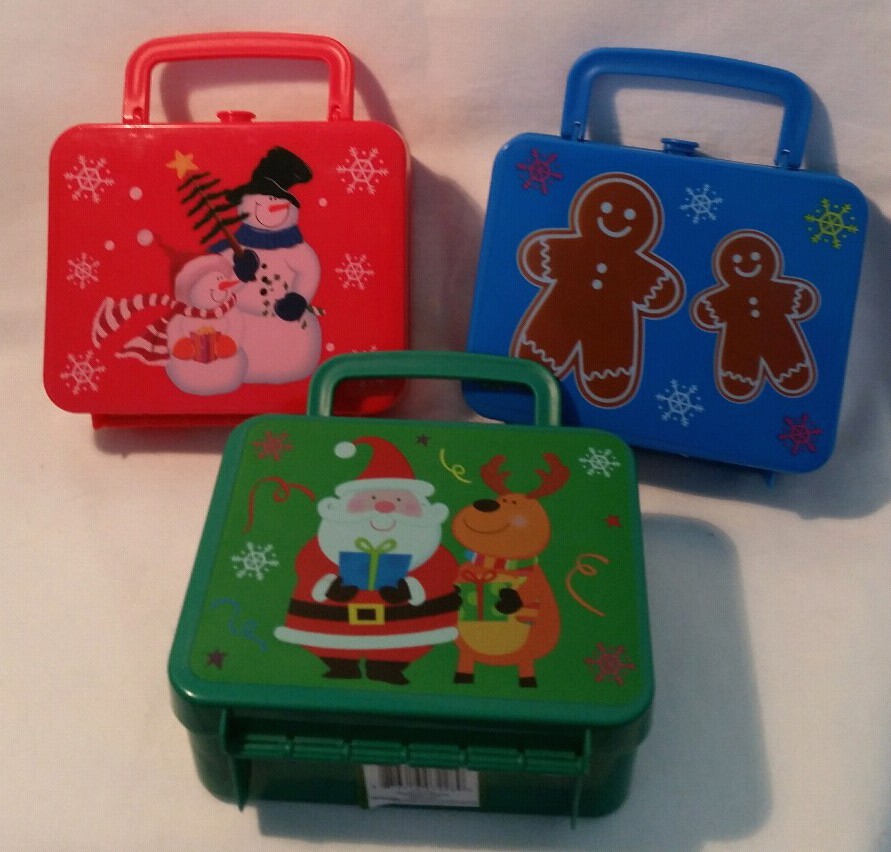 Set of 3 Momentum Brands Plastic Christmas Trinket Boxes, 4"x5 1/2"