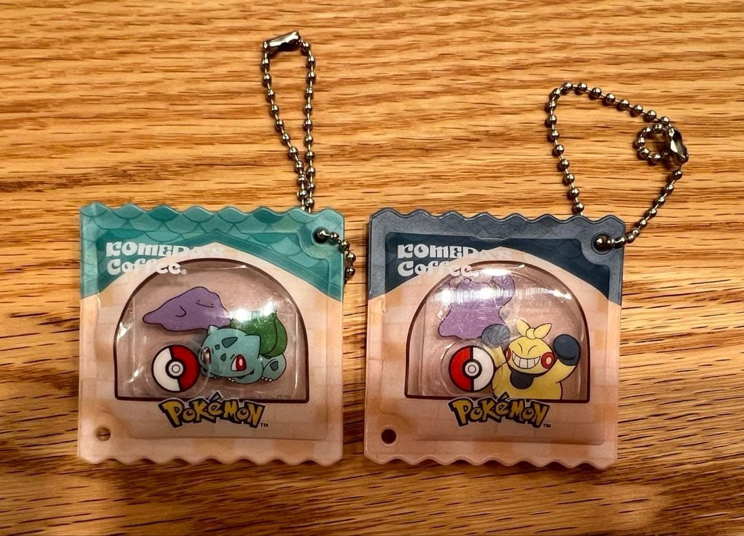 Komeda Coffee Pokemon Acrylic Keychain Set of 2 Used Fushigibana Macunoshita