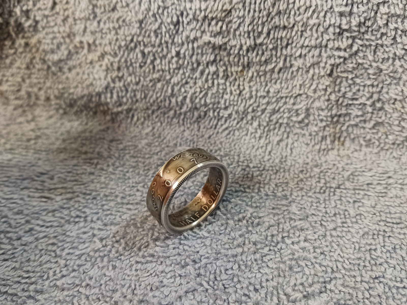 2007 90%  Silver Kennedy Half Dollars   size 11  coin ring  handmade
