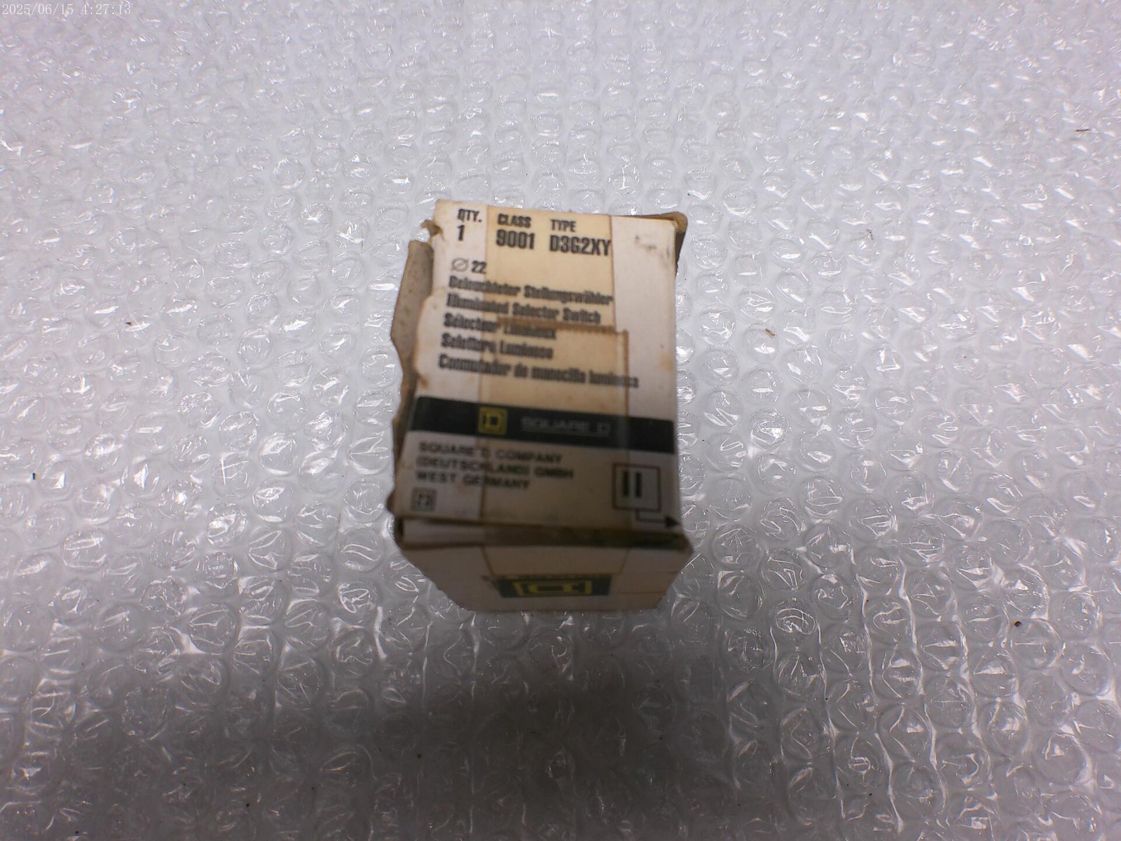 SQUARE D 9001D3G2XY SELECTOR SWITCH AMBER NSMP