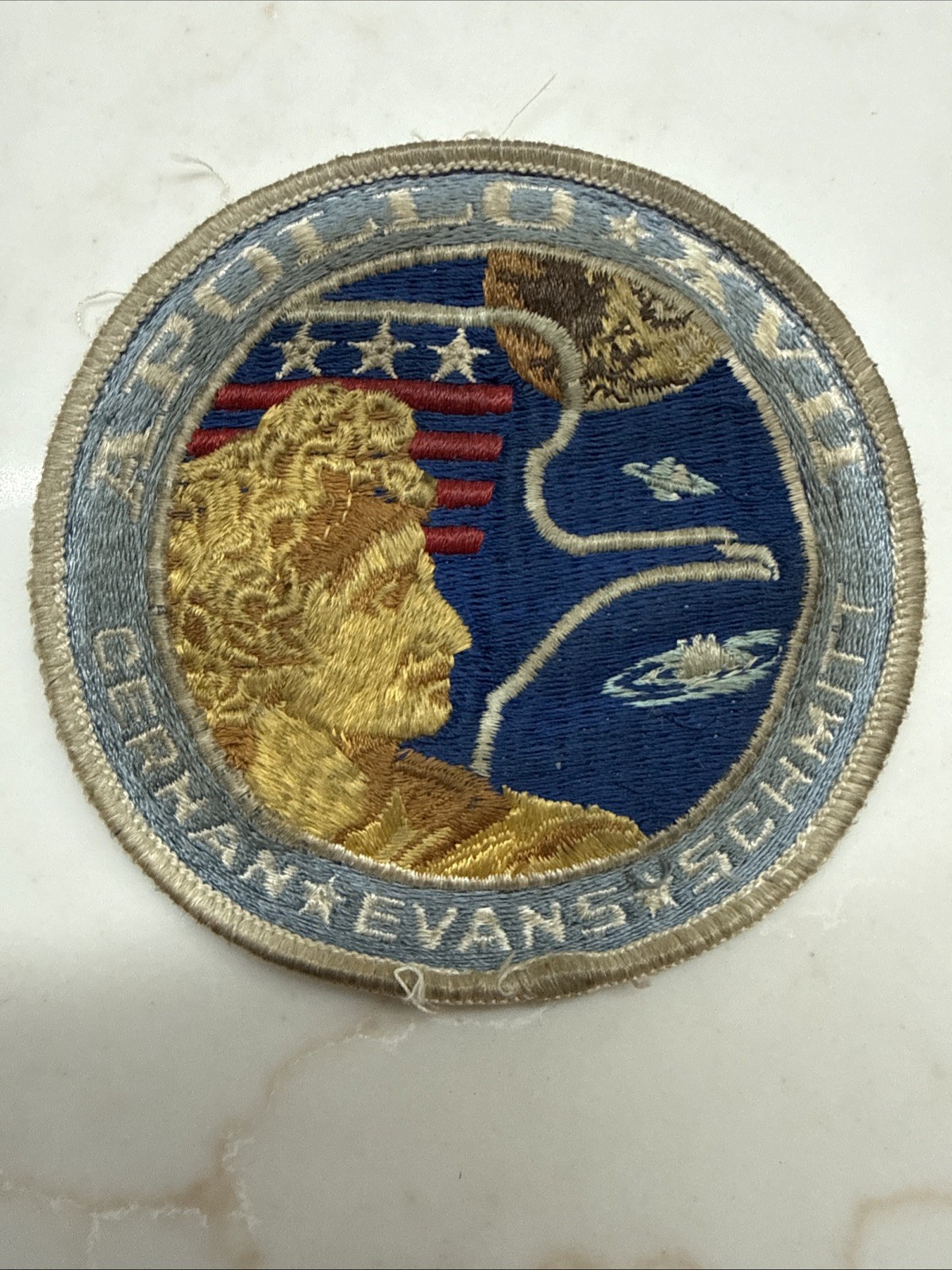 VINTAGE ORIGINAL RARE APOLLO 17 PATCH REMOVED LIGHTLY SOILED