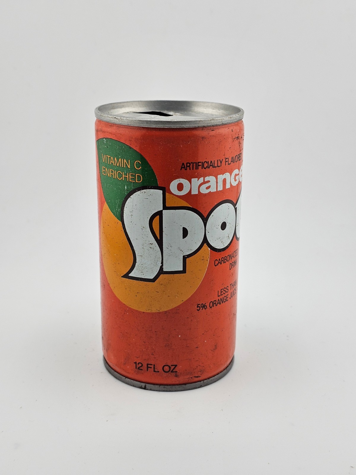 Vintage Steel Pull Tab Spot Orange Carbonated Drink 12 oz Empty Can