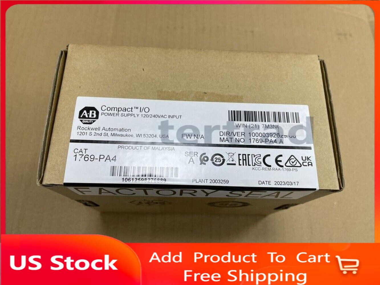 New Sealed AB 1769-PA4 ABSER A CompactLogix Power Supply Module US USA