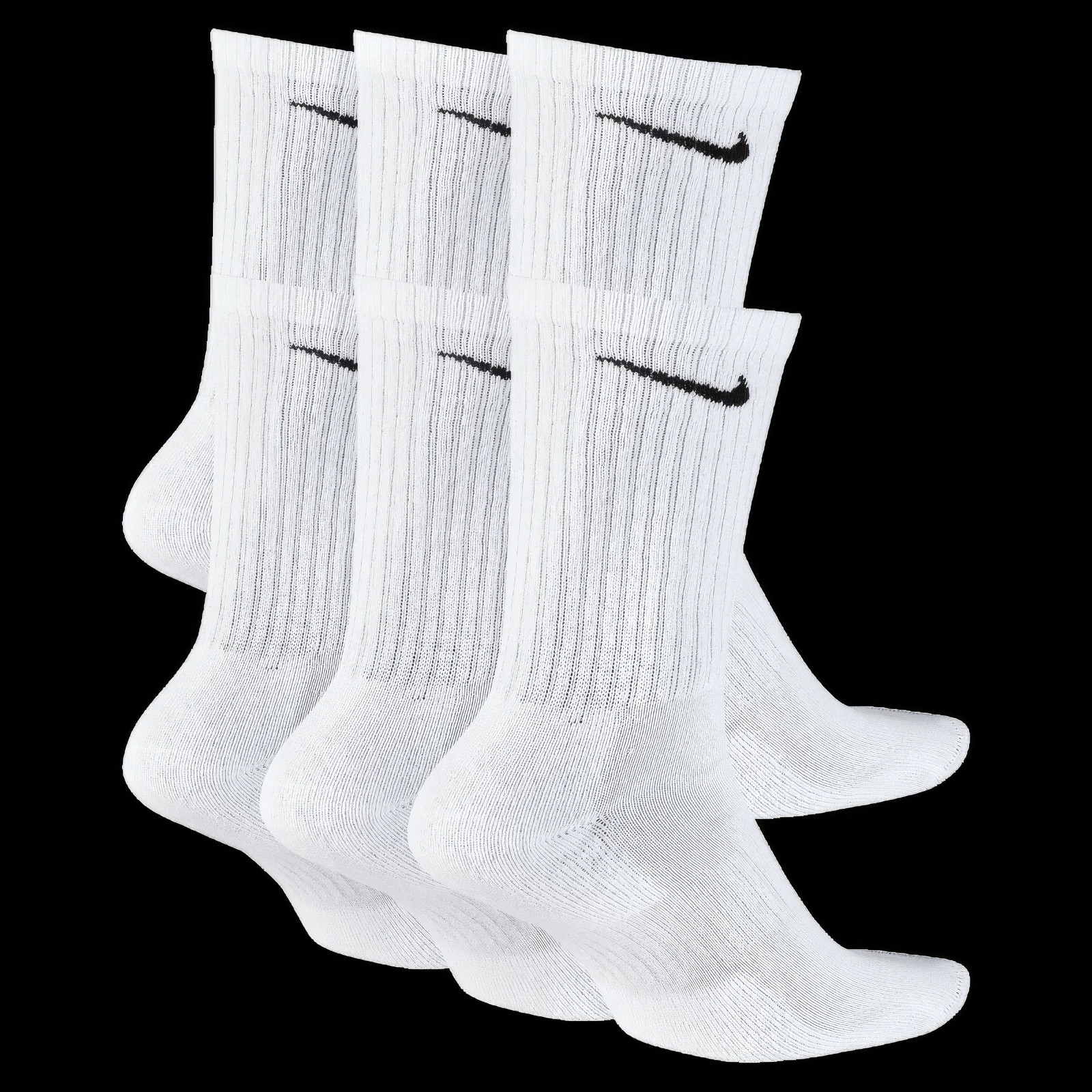 OUTLET! Nike Everyday Dri-FIT Crew Socks 3 Pair White Cushioned Unisex