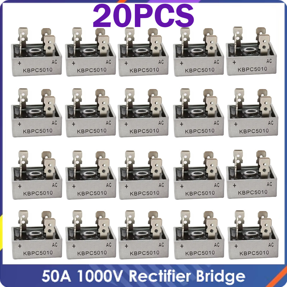 20PCS 1000V 50A Metal Case Single Phase Diode Bridge Rectifier KBPC5010 New
