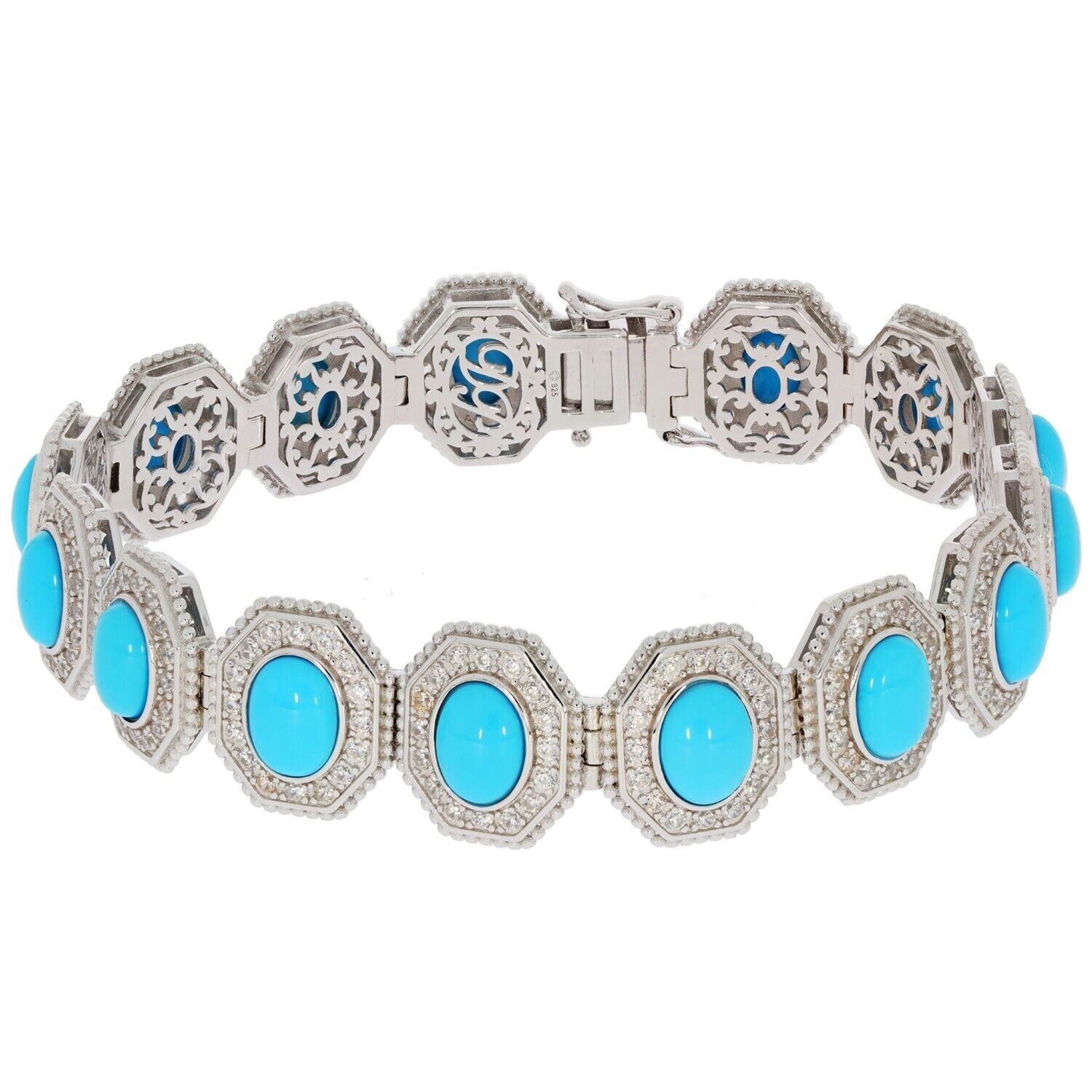 Sterling Silver Semi Mount Bracelet Setting Cab Oval OV 8X6mm 8.5"