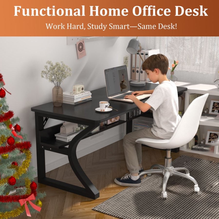 47" Computer Desk Gaming Desk Laptop Study Table Workstation with 2 Piece Table