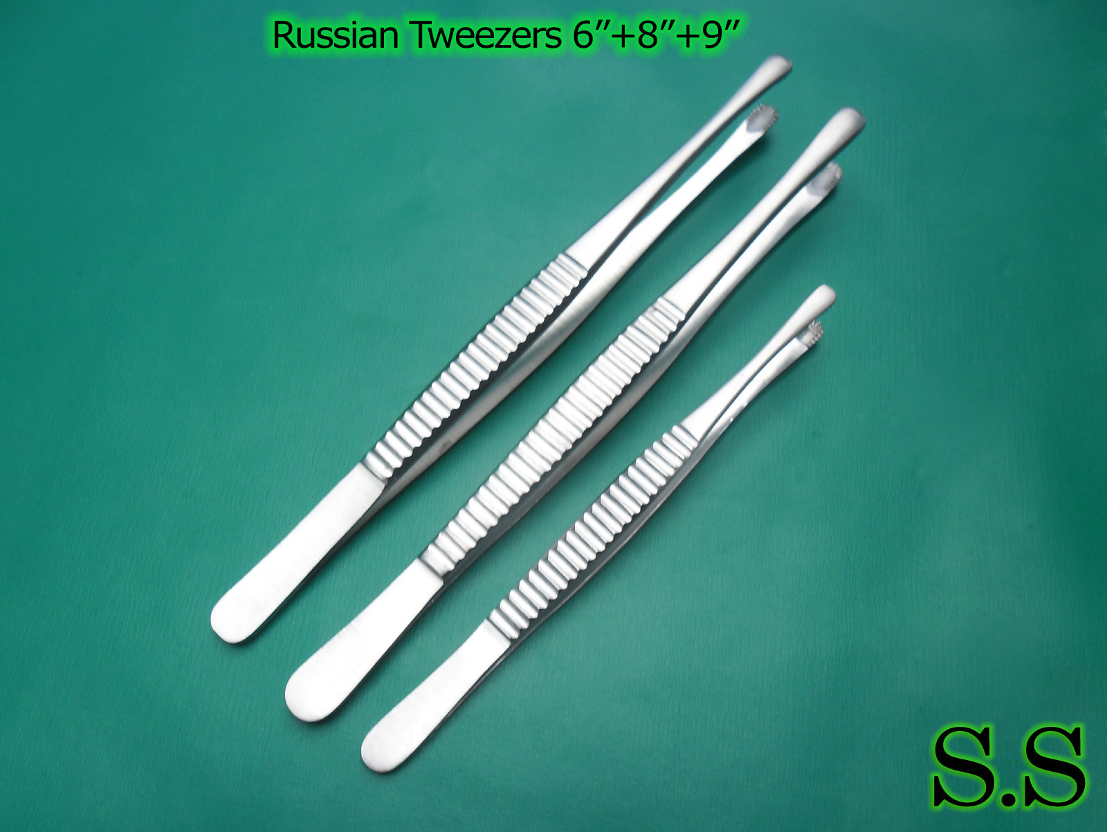 3 Pieces RUSSIAN TISSUE FORCEPS 6"+8"+10" SURGICAL DENTAL INSTRUMENTS