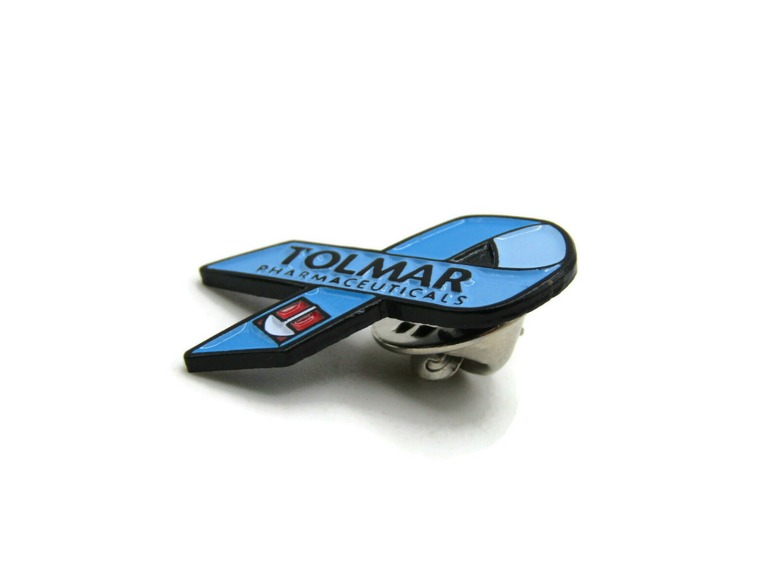 Tolmar Pharmaceuticals Lapel Pin Blue Awareness Ribbon Medical Rep Collectible