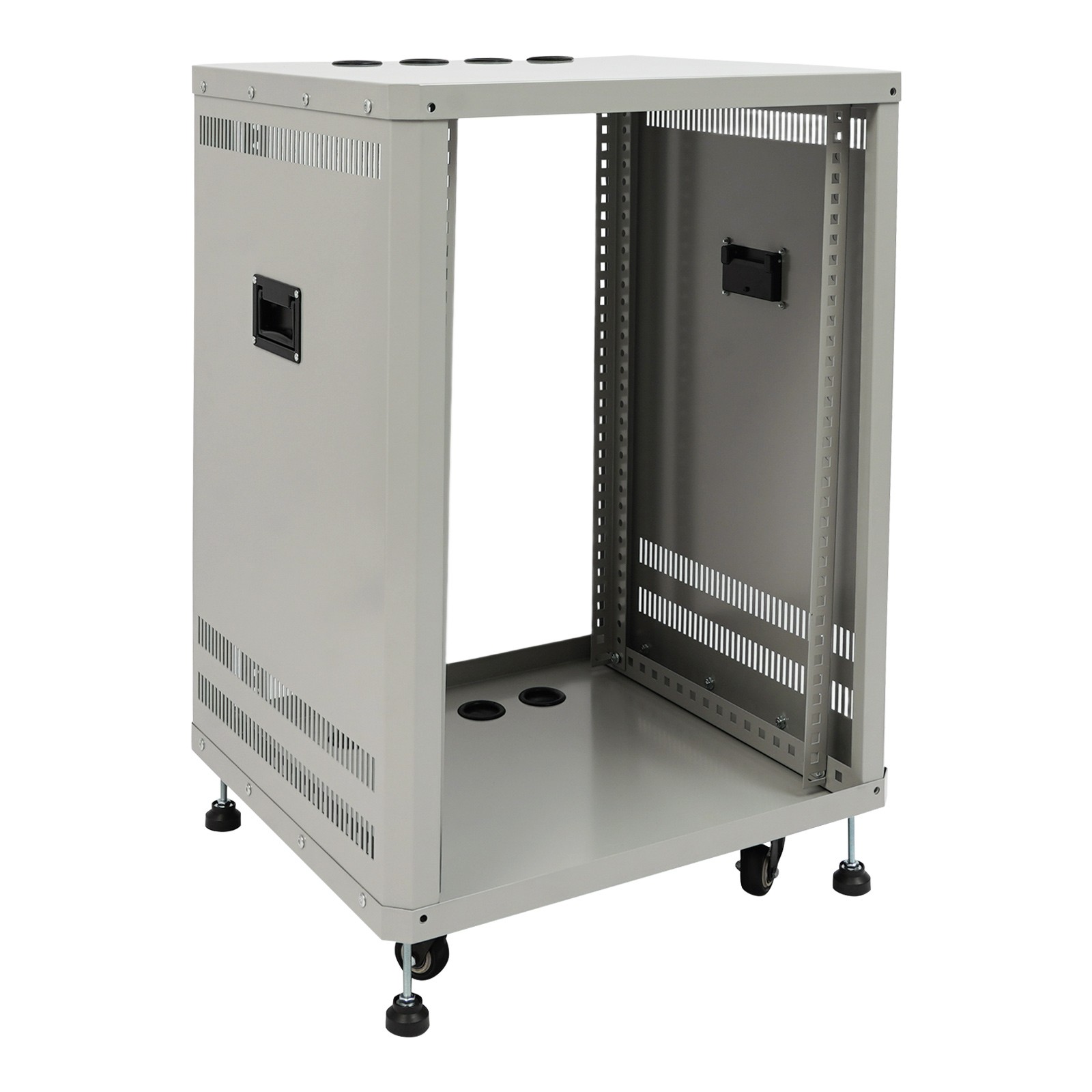 15U Audio Equipment Rack Audio Rack With Feet & Wheels Rolling Studio Rack Case
