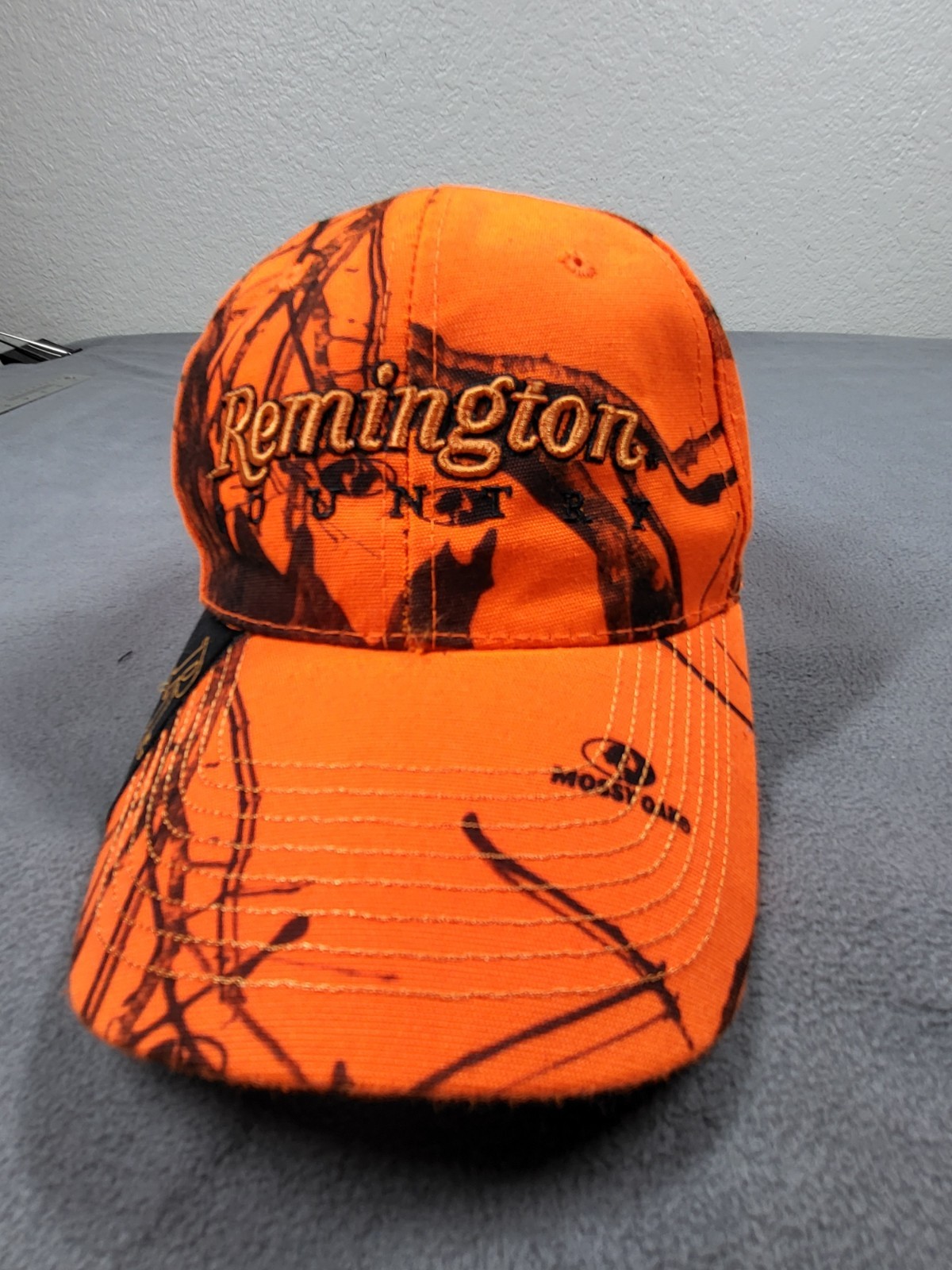 ​Remington Hat Mossy Oak Break-Up Blaze Orange Camo Hunting Cap Adjustable