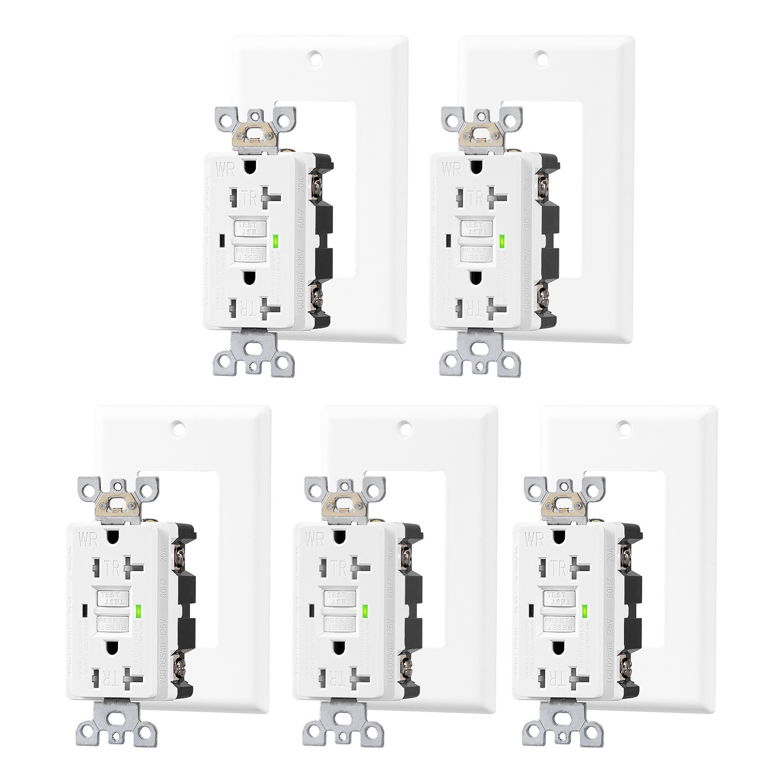 DEWENWILS GFCI Outlet 20 Amp 5-Pack, Outdoor & Bathroom, UL Listed, Wall Plates