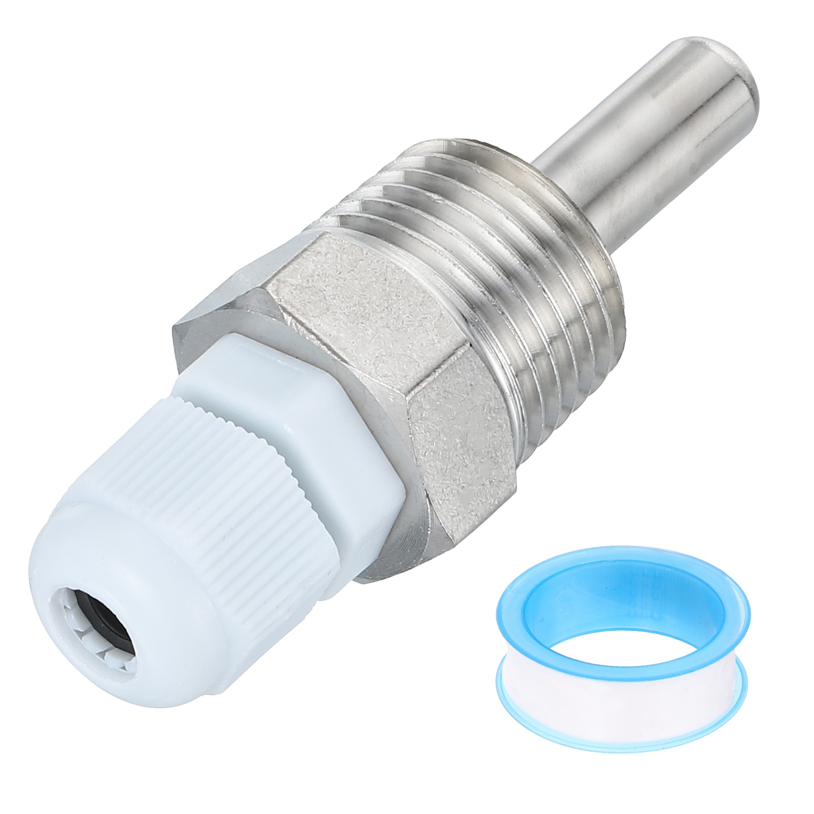 8mm Dia G1/2 201 Stainless Steel Thermowell with 50mm Cable Gland White