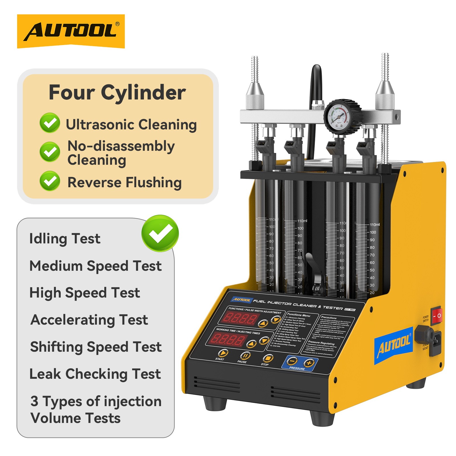 Ultrasonic Fuel Injector Cleaner Tester Car Motorycle Injector Cleaning Machine