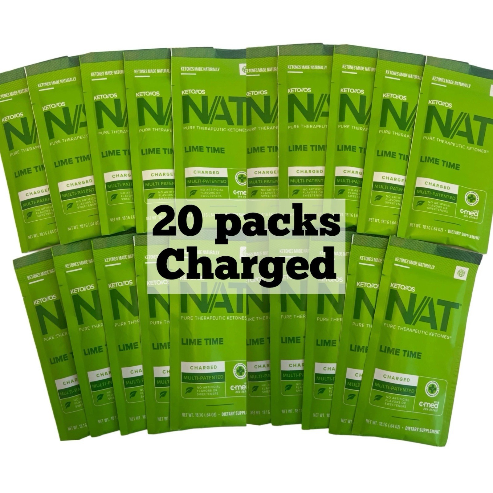 Prüvit Ketones NAT 20 Packs Charged  LIME T/FREE SHIP exp 03/2027