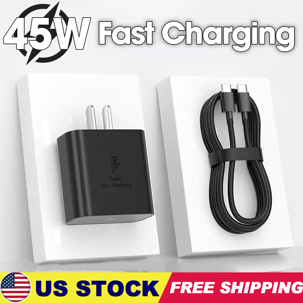 45W USB Type C Super Fast Wall PD Charger + 6ft Cable For Samsung S22 Ultra S23